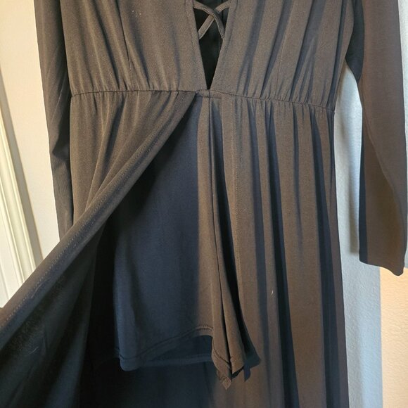 Venus Womens Black Lace Up Long Sleeve Romper Jumpsuit Size Large - Picture 3 of 7